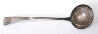 Lot 1180 - A George V silver soup ladle, in the Old...
