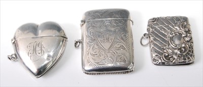 Lot 1186 - A late Victorian silver heart shaped vesta...