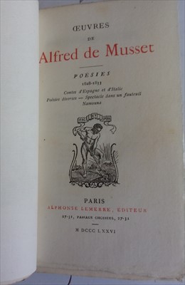 Lot 1062 - MUSSET, Alfred de, Oeuvres. Alphonse Lemerre,...