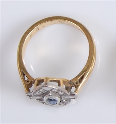 Lot 1209 - An 18ct yellow and white gold, sapphire and...