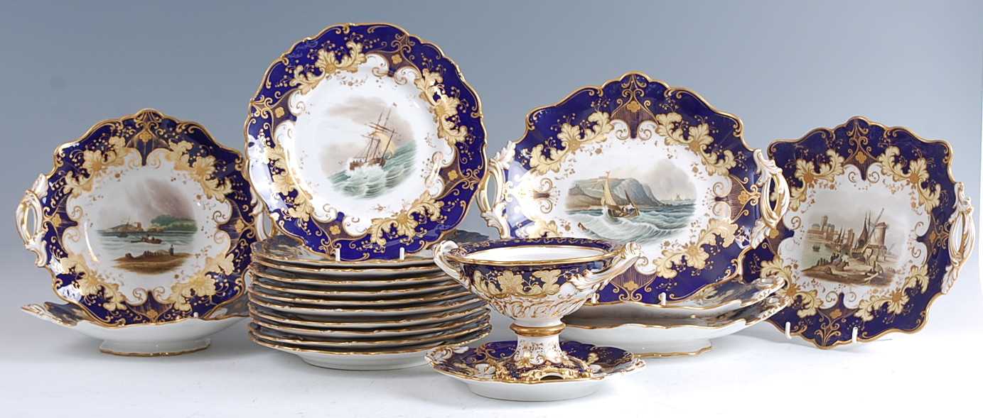 Lot 1094 - A mid-19th century porcelain part dessert...