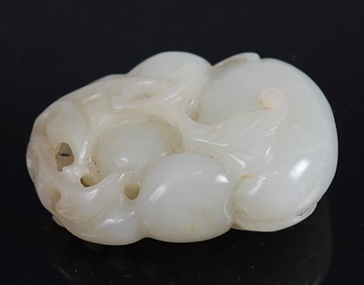 Lot 1341 - A Chinese carved pale celadon jade 'double...