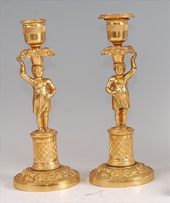 Lot 1290 - A pair of late 19th century French gilt bronze...