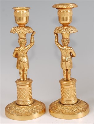 Lot 1290 - A pair of late 19th century French gilt bronze...