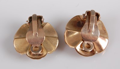 Lot 1235 - A pair of yellow metal Marguerite style...