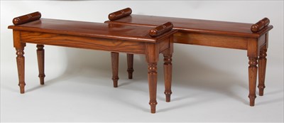 Lot 1487 - A pair of Victorian style oak window seats,...