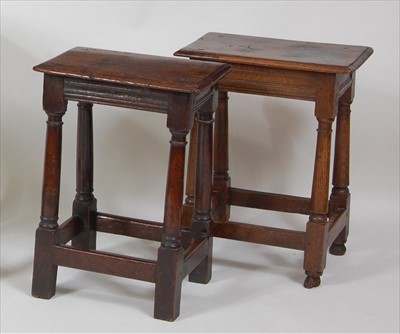 Lot 1496 - A circa 1700 oak joint stool, having a...