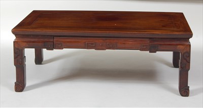 Lot 1351 - A Chinese rosewood low table, having a Greek...