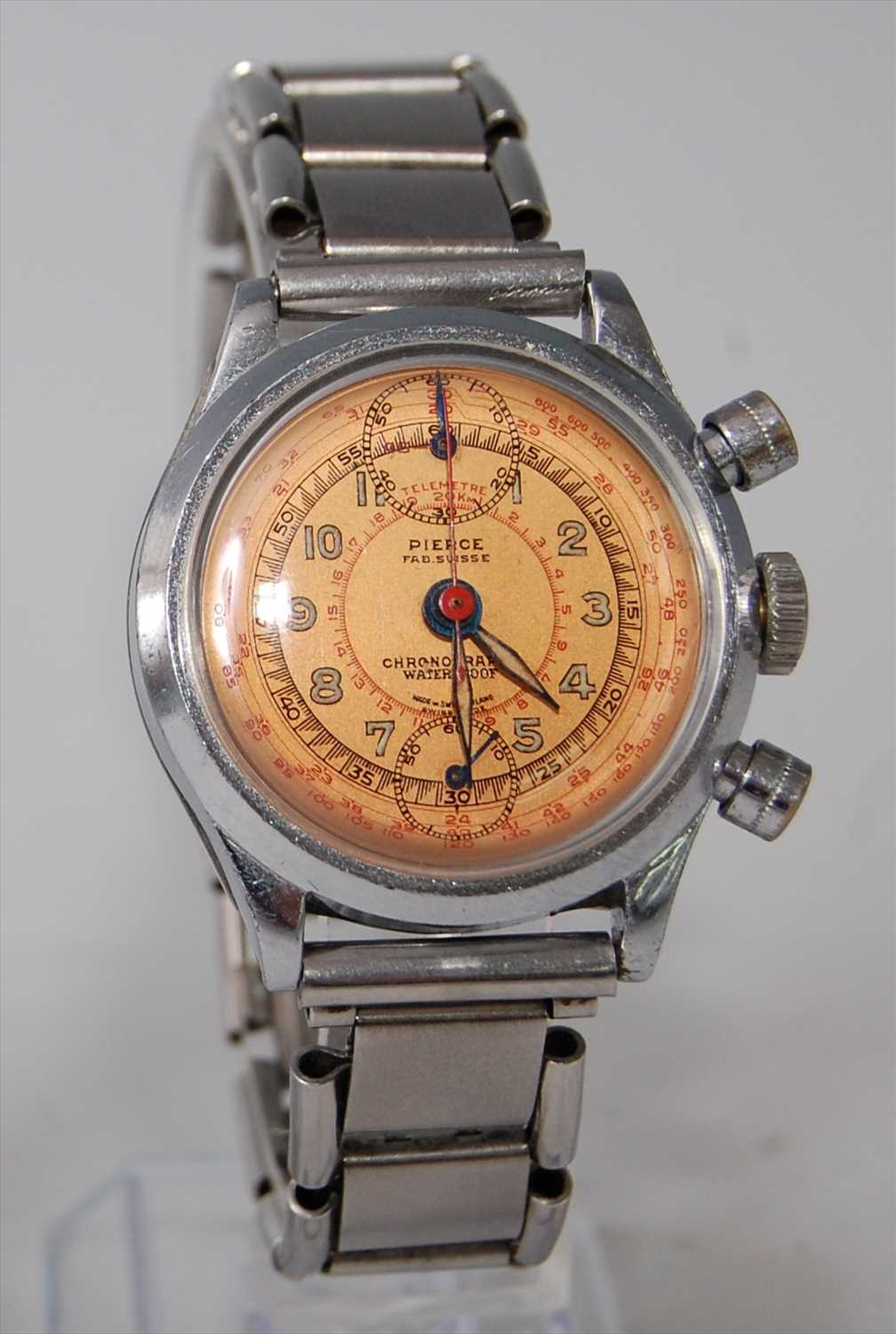 Lot 1270 - A gent's Pierce steel cased chronograph,...