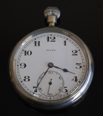Lot 2 - A British military issue Rolex nickel cased open face pocket watch