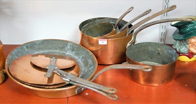 Lot 44 - A graduated set of four copper pans each with...