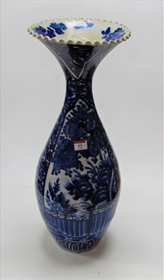 Lot 63 - A large blue & white stoneware vase having a...