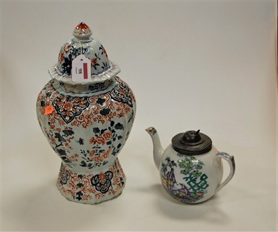 Lot 98 - A 19th century porcelain teapot of bullet...