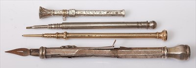 Lot 363 - A silver and paste set propelling pencil;...