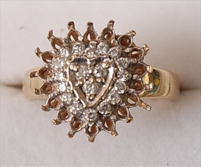 Lot 372 - A modern 9ct gold diamond cluster ring,...