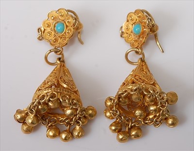 Lot 381 - A pair of gilt metal and filigree worked...