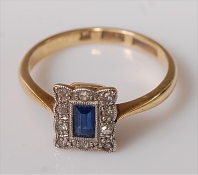 Lot 401 - An Art Deco sapphire and diamond dress ring,...