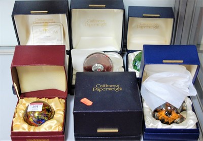 Lot 201 - A collection of six boxed modern Caithness...