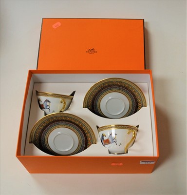 Lot 217 - A pair of Hermes Cheval D'Orient teacups and...