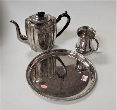 Lot 239 - A silver plated drinks tray, of circular form,...