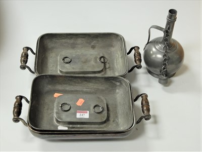 Lot 247 - A pair of Victorian pewter twin handled...