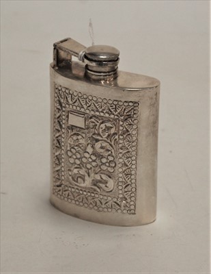 Lot 257 - A 20th century white metal pocket hip flask,...