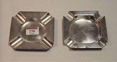 Lot 270 - A mid-20th century silver ashtray, of square...