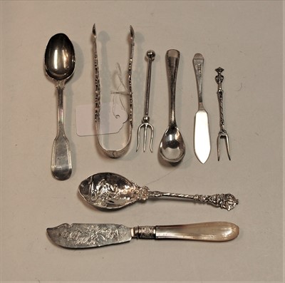Lot 291 - A pair of 19th century silver sugar tongs,...