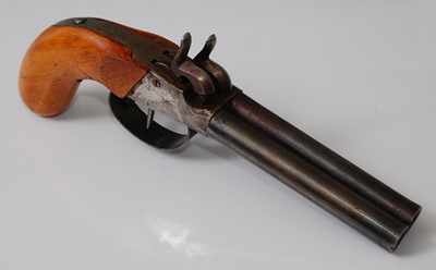 Lot 102 - A 19th century Continental side by side double barrel box lock percussion pistol