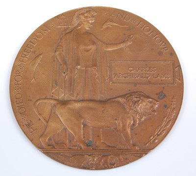 Lot 146 - A WW I bronze memorial plaque