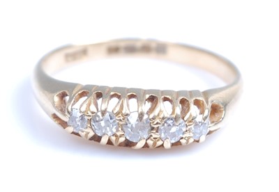 Lot 2218 - A late Victorian 18ct yellow gold diamond five...