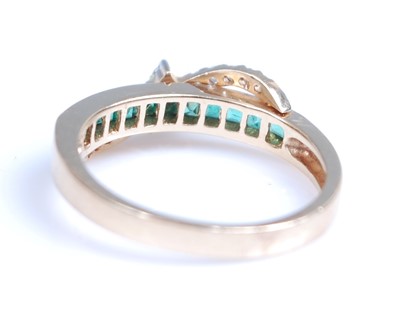 Lot 2249 - A yellow metal emerald and colourless sapphire...