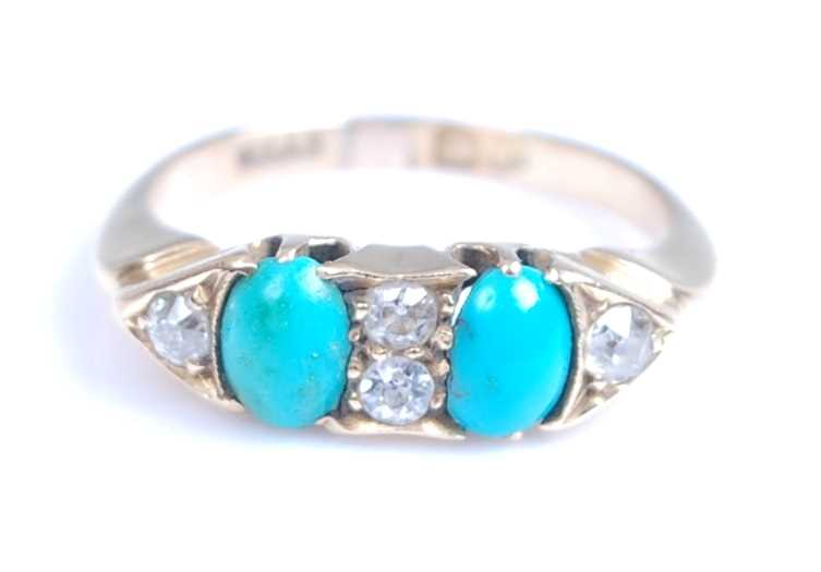 Lot 2044 - A late Victorian 18ct yellow gold, turquoise...