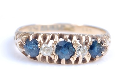 Lot 2058 - An Edwardian 18ct yellow gold, sapphire and...