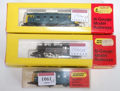 Lot 1061 - 3 Hornby Trix N gauge locomotives, BR lined...