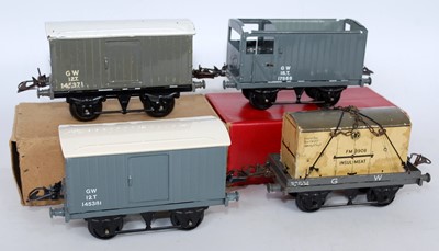 Lot 403 - Four GW Hornby goods wagons, comprising; 1948...