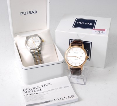 Lot 2014 - A gent's Pulsar steel cased kinetic automatic...