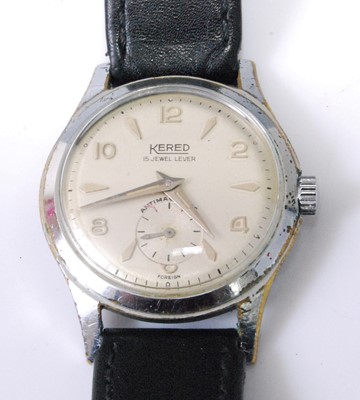 Lot 2112 - A gent's Kered steel cased vintage wristwatch,...