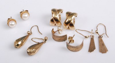 Lot 2233 - A pair of modern 9ct gold ear clips as two...