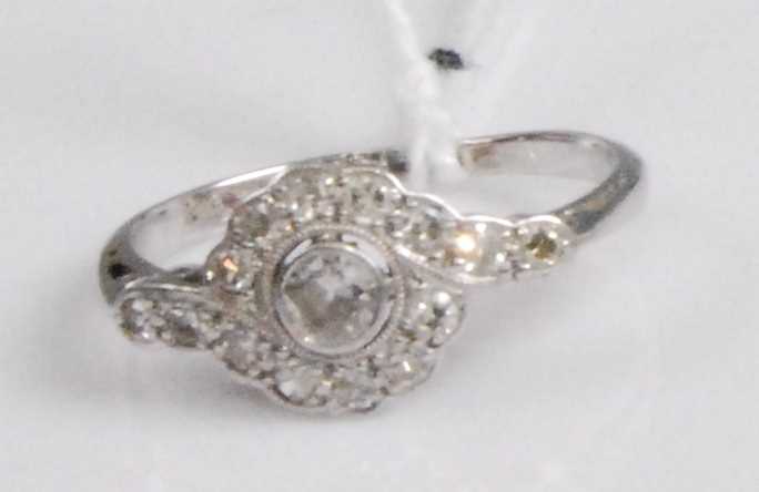 Lot 2045 - An Art Deco 18ct white gold and platinum...