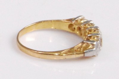Lot 2184 - A yellow metal diamond five-stone ring, the...