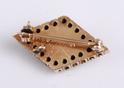 Lot 2176 - A 19th century 14ct gold lozenge brooch,...