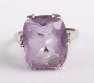 Lot 2100 - A modern 18ct white gold and amethyst set...