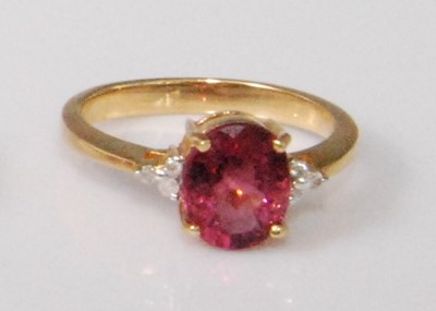 Lot 2192 - A contemporary 18ct gold, pink topaz and...