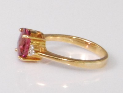 Lot 2192 - A contemporary 18ct gold, pink topaz and...