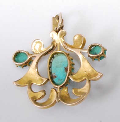 Lot 2239 - An Edwardian yellow metal, turquoise and seed...