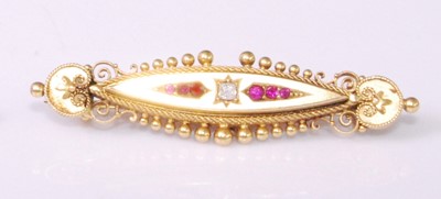Lot 342 - A late Victorian 15ct gold, ruby and diamond...