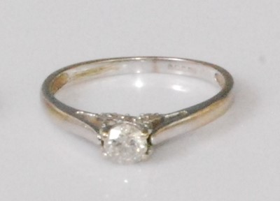 Lot 2265 - An 18ct white gold diamond solitaire ring, the...