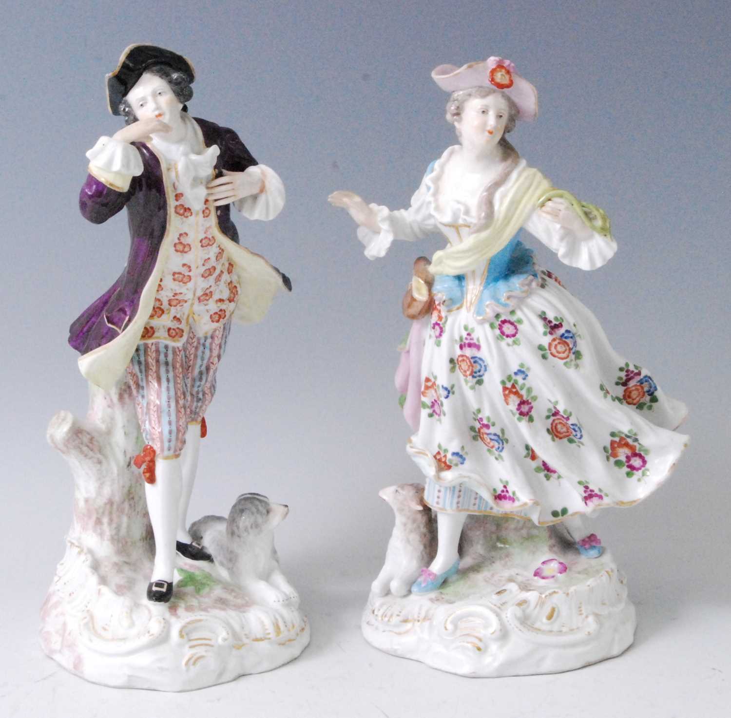 Lot 1083 - A pair of late 19th century porcelain shepherd...