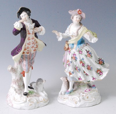 Lot 1083 - A pair of late 19th century porcelain shepherd...